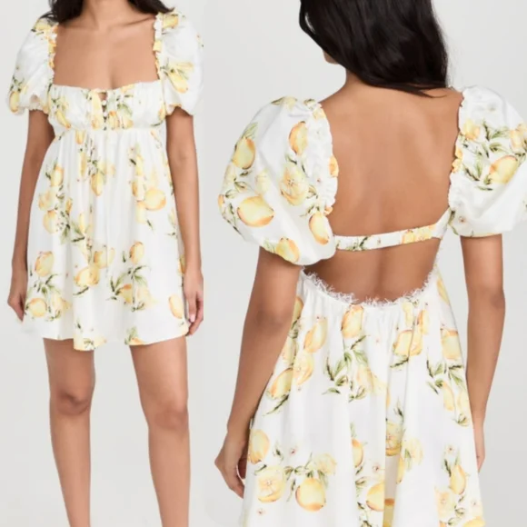 For Love And Lemons | Dresses | Nwt For Love And Lemons Serafina White Lemon  Mini Dress Size X Cottagecore | Poshmark